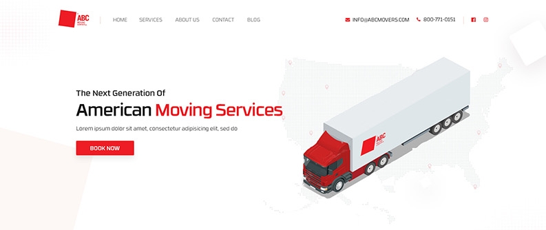 Modern and clean web Designs for Moving service