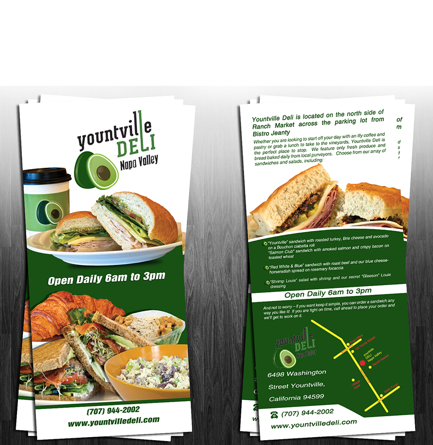 Rack card designs for Sandwiches, Salads, Box Lunches & Catering