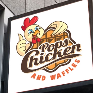 Illustration Logo Design for pops chicken & waffles