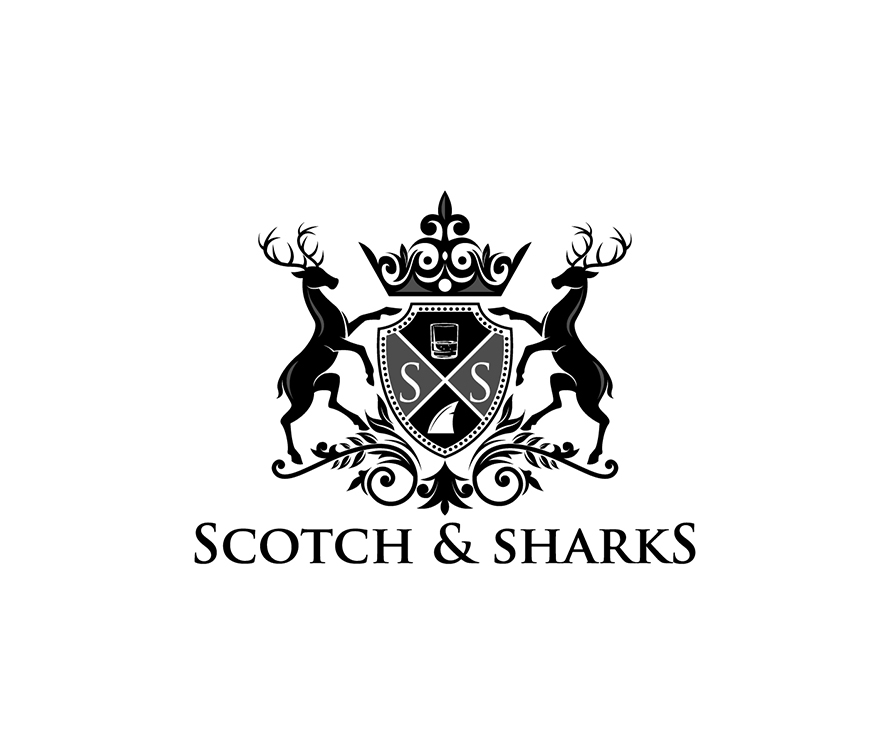Emblem Business Logo Design for scotch & shark