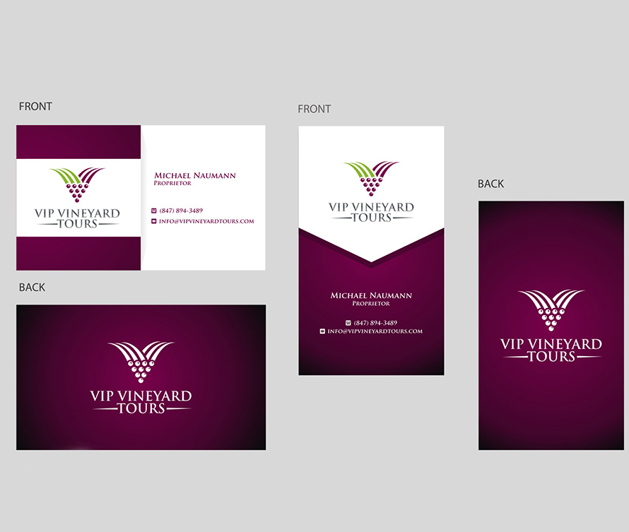 Business Stationery Design for vip vineyard tours front & back