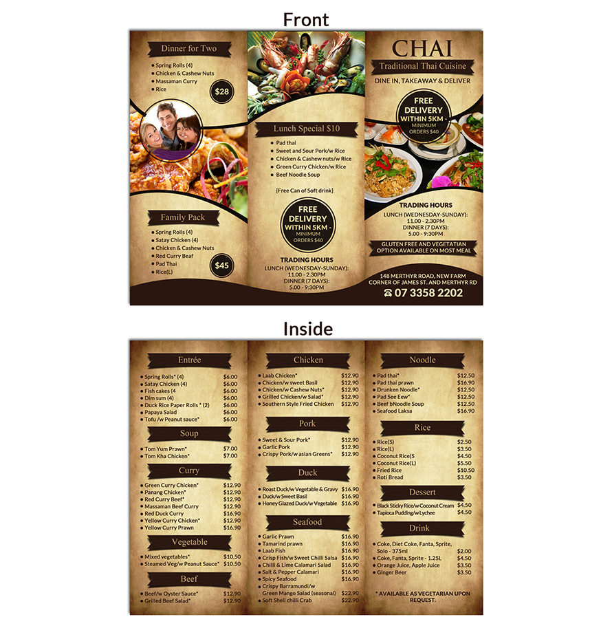 Brochure Design for thai cuisine