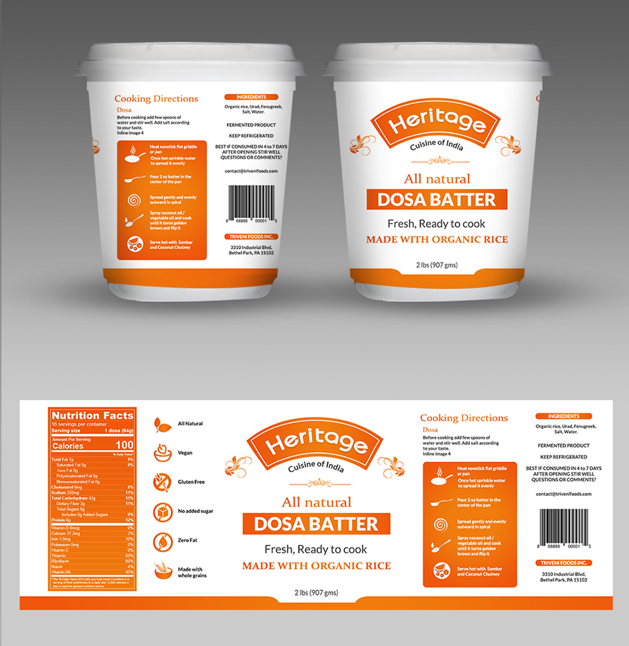 Packaging designs for Dosa Batter