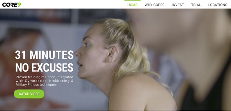 Website designs for workout & body fitness training – Core9