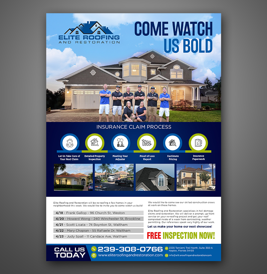 Flyer designs for Roofing And Restoration