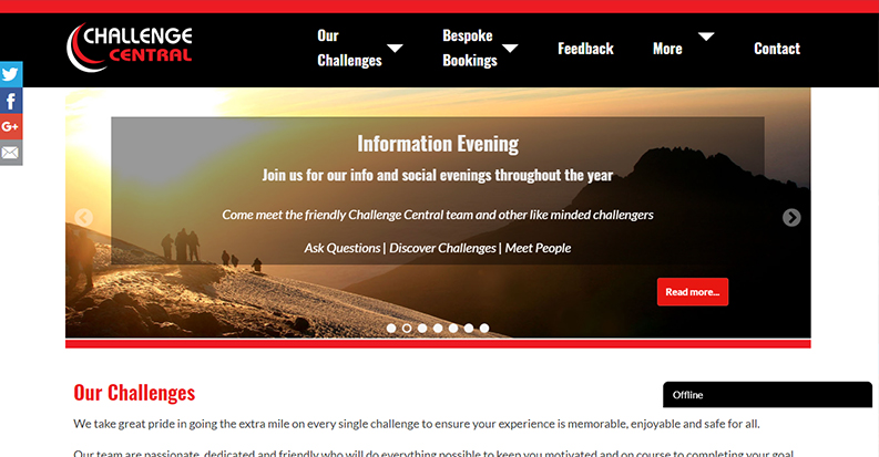 Website designs for Trekking and Cycling Challenges – Challenge Central