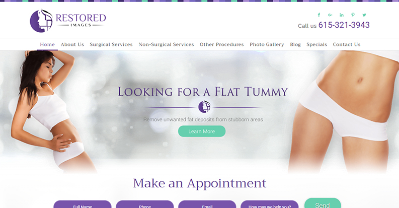 Website designs for Plastic Surgery – Restore Myimage