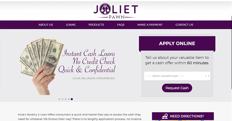 Website designs for Jewelry & Loan -Joliet Pawn