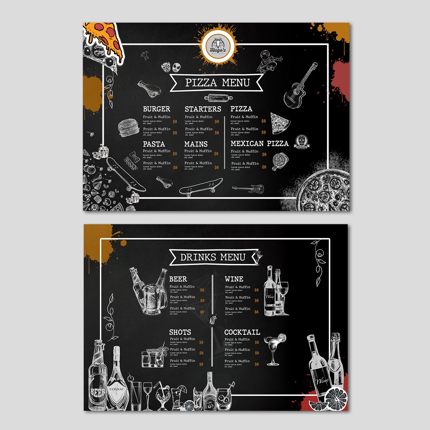 Postcard Designs for Pizza Menu