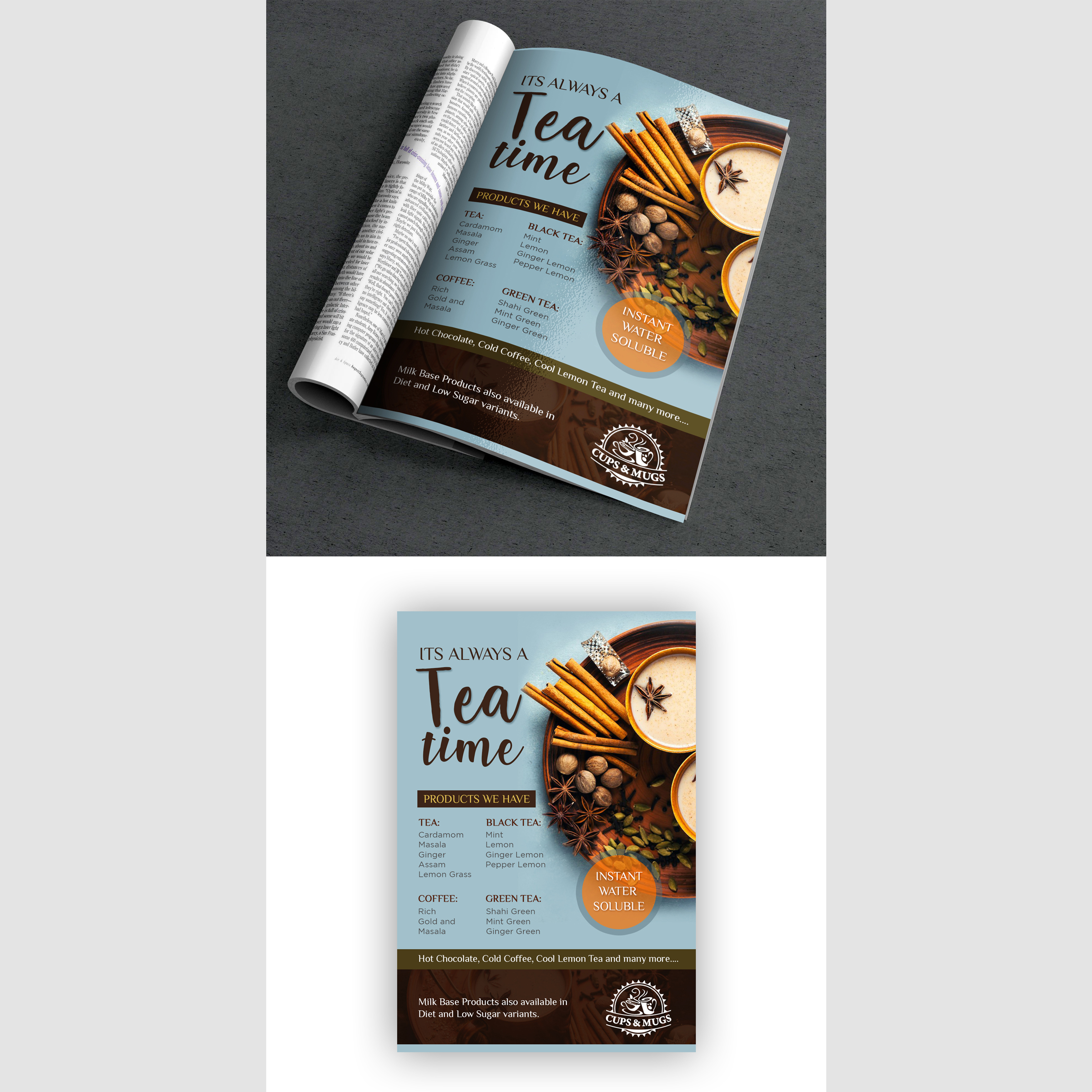 MAGAZINE AD DESIGNS FOR TEA BUSINESS