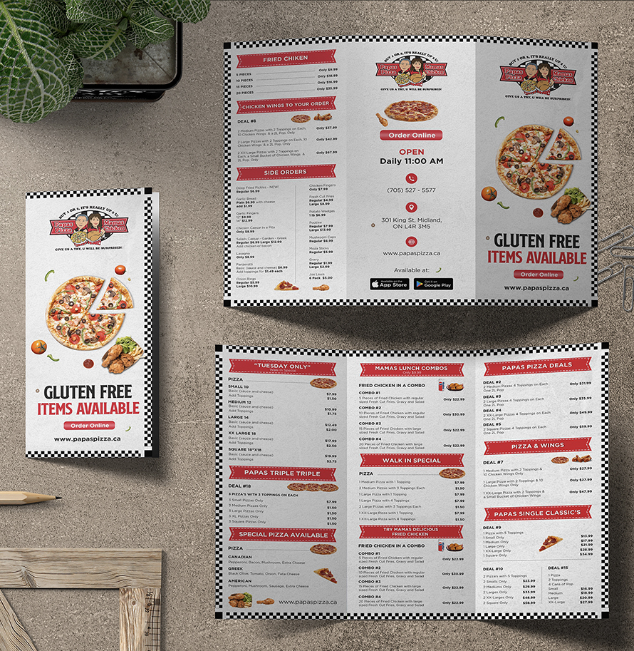 Pizza Menu Tri Fold Design